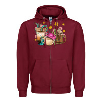 Burgundy Western Cowgirl Coffee Cup Bbs Zipper Hoodie - BundleAndBundleShop
