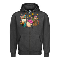 Charcoal Heather Western Cowgirl Coffee Cup Bbs Zipper Hoodie - BundleAndBundleShop