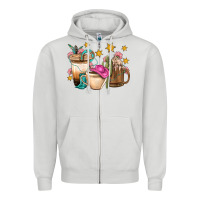 Dove Grey Western Cowgirl Coffee Cup Bbs Zipper Hoodie - BundleAndBundleShop