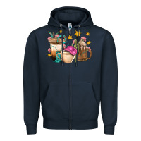 Navy Western Cowgirl Coffee Cup Bbs Zipper Hoodie - BundleAndBundleShop