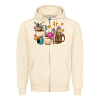 Sandshell Western Cowgirl Coffee Cup Bbs Zipper Hoodie - BundleAndBundleShop