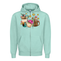 Seafoam Western Cowgirl Coffee Cup Bbs Zipper Hoodie - BundleAndBundleShop
