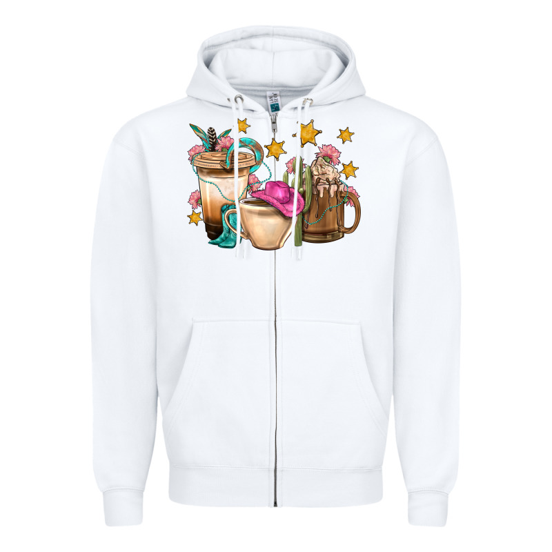Western Cowgirl Coffee Cup Bbs Zipper Hoodie by BundleAndBundleShop | Teevron
