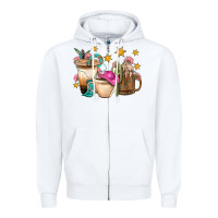 White Western Cowgirl Coffee Cup Bbs Zipper Hoodie - BundleAndBundleShop