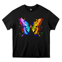 Black rainbow butterfly Heavy Core Tee - Zillion Design Studio