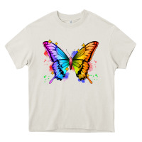 Cream rainbow butterfly Heavy Core Tee - Zillion Design Studio