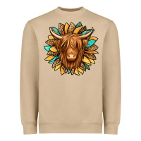Highland Cow Turquoise Sunflower Heavyweight Sweatshirt | Teevron
