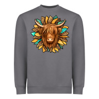Storm highland cow turquoise sunflower Heavyweight Sweatshirt - Jasminsmagicworld