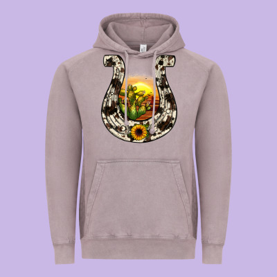 Horseshoe Sunset Vintage Hoodie Designed By Jahusdesignshop