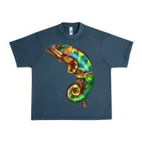 Midnight Navy Chameleon Lizard Illustrations Urban Heavy Tee - LillyAllenDesigns