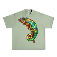 Oil Green Chameleon Lizard Illustrations Urban Heavy Tee - LillyAllenDesigns