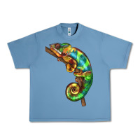 Pebble Blue Chameleon Lizard Illustrations Urban Heavy Tee - LillyAllenDesigns