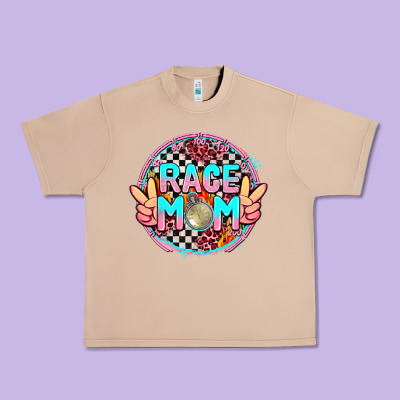 Race Mom With Leopard And Peace Hand Urban Heavy Tee Designed By Adodesignshop