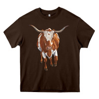 Chocolate Brown longhorn cow Heavy Core Tee - RanaPortraitStore