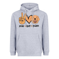 Heather Grey Peace Love Golden Heavyweight Hoodie - Bettercallsaul