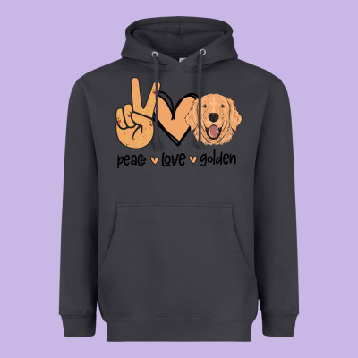 Peace Love Golden Heavyweight Hoodie Designed By Bettercallsaul