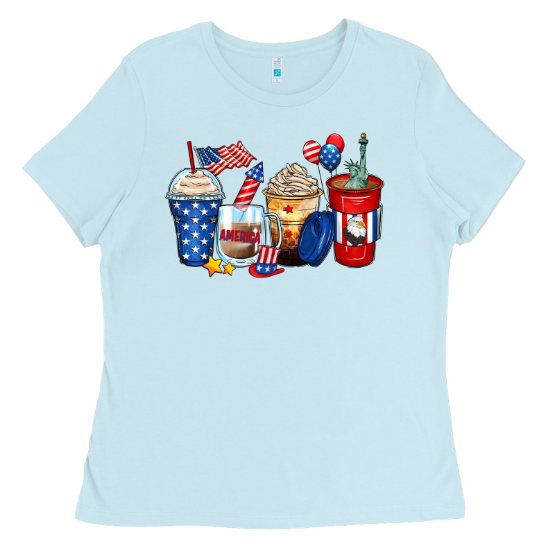 4th Of July Coffee Cups Ladies Tee by Zillion Design Studio | Teevron