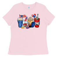 Bubblegum Pink 4th of july coffee cups Ladies Tee - Zillion Design Studio