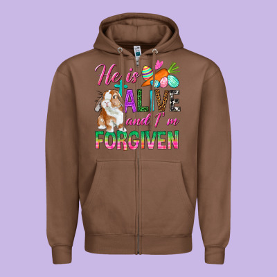 He Is Alive And I'm Forgiven Zipper Hoodie Designed By Bundleandbundleshop