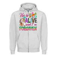 Dove Grey He Is Alive And I'm Forgiven Zipper Hoodie - BundleAndBundleShop