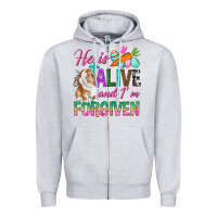 Heather Grey He Is Alive And I'm Forgiven Zipper Hoodie - BundleAndBundleShop