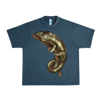 Midnight Navy Green Chameleon Lizard Illustrations Urban Heavy Tee - LillyAllenDesigns