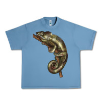 Pebble Blue Green Chameleon Lizard Illustrations Urban Heavy Tee - LillyAllenDesigns