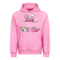 Fuchsia Pink Easter bunny name frame Urban Hoodie - OliviaCreatesArt