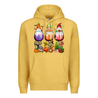 Antique Gold Hallothanksmas wine glasses and gnomes Premium Hoodie - texasbilliewilder
