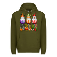 Army Green Hallothanksmas wine glasses and gnomes Premium Hoodie - texasbilliewilder
