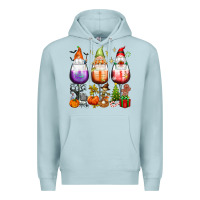 Blue Mist Hallothanksmas wine glasses and gnomes Premium Hoodie - texasbilliewilder