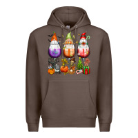 Coffee Hallothanksmas wine glasses and gnomes Premium Hoodie - texasbilliewilder