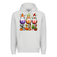 Dove Grey Hallothanksmas wine glasses and gnomes Premium Hoodie - texasbilliewilder