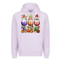 Lilac Hallothanksmas wine glasses and gnomes Premium Hoodie - texasbilliewilder
