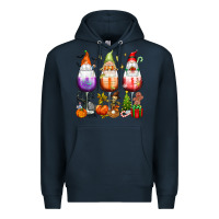 Navy Hallothanksmas wine glasses and gnomes Premium Hoodie - texasbilliewilder