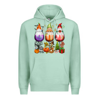 Seafoam Hallothanksmas wine glasses and gnomes Premium Hoodie - texasbilliewilder