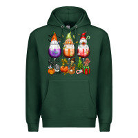 Sports Green Hallothanksmas wine glasses and gnomes Premium Hoodie - texasbilliewilder