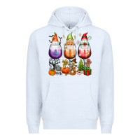 White Hallothanksmas wine glasses and gnomes Premium Hoodie - texasbilliewilder