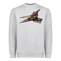 Heather Grey Pteranodon Face Heavyweight Sweatshirt - LillyAllenDesigns
