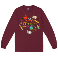 Burgundy maestra teacher heart doodle Long Sleeve Tee - MaliasSmallBusiness