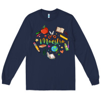 Navy maestra teacher heart doodle Long Sleeve Tee - MaliasSmallBusiness