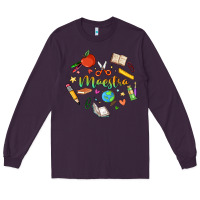 Plum maestra teacher heart doodle Long Sleeve Tee - MaliasSmallBusiness