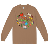 Toasted Coconut maestra teacher heart doodle Long Sleeve Tee - MaliasSmallBusiness
