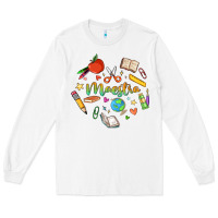 White maestra teacher heart doodle Long Sleeve Tee - MaliasSmallBusiness