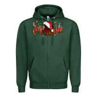 Sports Green Western Mom With Woman In Santa Hat Zipper Hoodie - BundleAndBundleShop