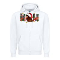 White Western Mom With Woman In Santa Hat Zipper Hoodie - BundleAndBundleShop