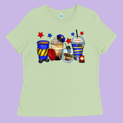 Police Coffee Cups Ladies Tee Designed By Zillion Design Studio