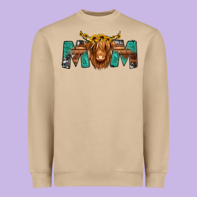 Highland Cow Mom Heavyweight Sweatshirt Designed By Jasminsmagicworld