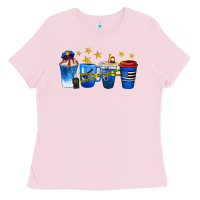 Bubblegum Pink police coffee cups Ladies Tee - texasbilliewilder