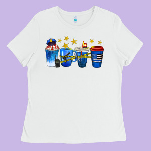 Police Coffee Cups Ladies Tee Designed By Texasbilliewilder